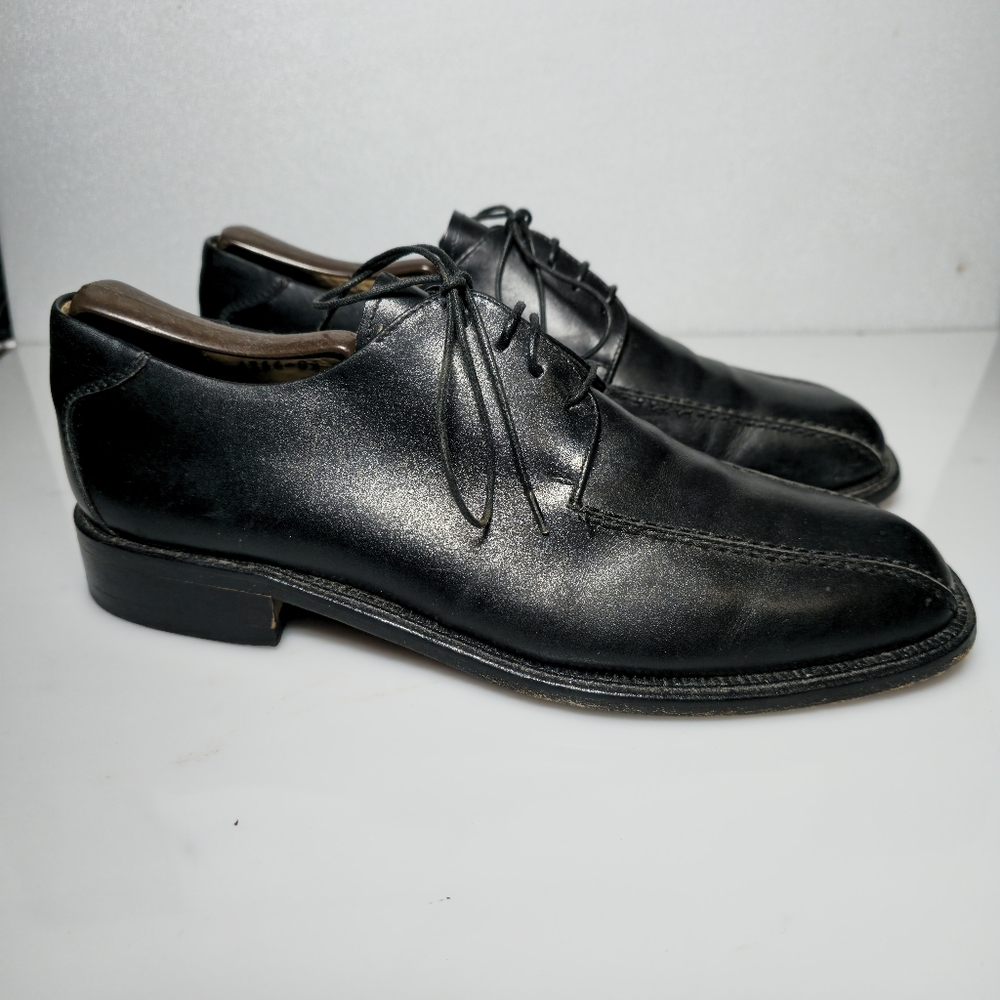 Pronto Uomo Firenze Men’s Size 8.5 Black Leather Lace Up Shoes